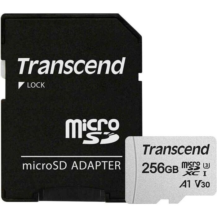 Карта памяти Transcend MicroSD + SD адаптер (TS256GUSD300S-A), 256 Гб №1