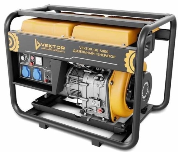 Генератор дизельный с воздушным охлаждением VEKTOR DG-5000 00-00004839, открытый, 4.5 кВт, Черный детальное изображение - 1