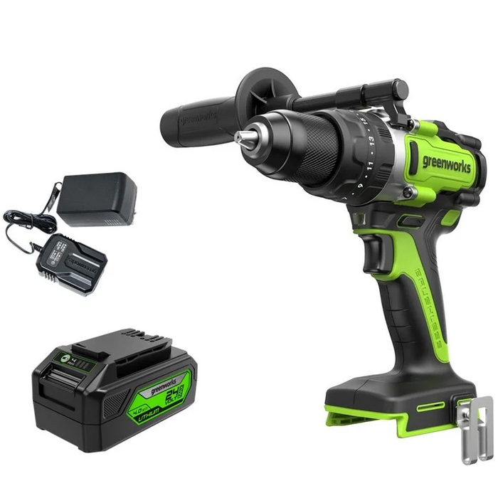 Аккумуляторная дрель-шуруповерт GreenWorks GD24DD140 Anti-kickback 3707607VUB, 24 В, 140 Нм, 4 А·ч  №1