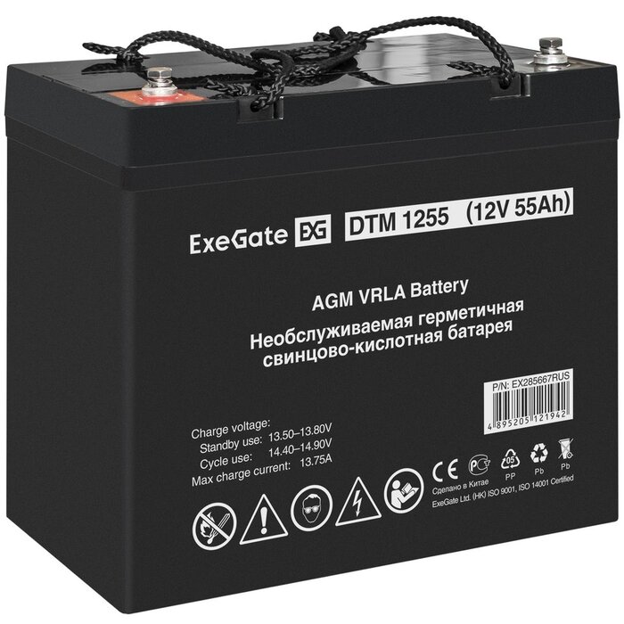 ИБП ExeGate FineSine SX-1000.LCD.AVR.2SH + DTM 1255 (55Ач) + батарея №7