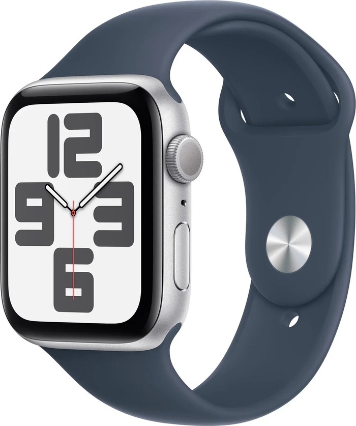 Умные часы Apple Watch Series SE 2023 44 мм Silver Aluminum Case with Storm Blue Sport Band, Серебристый №1