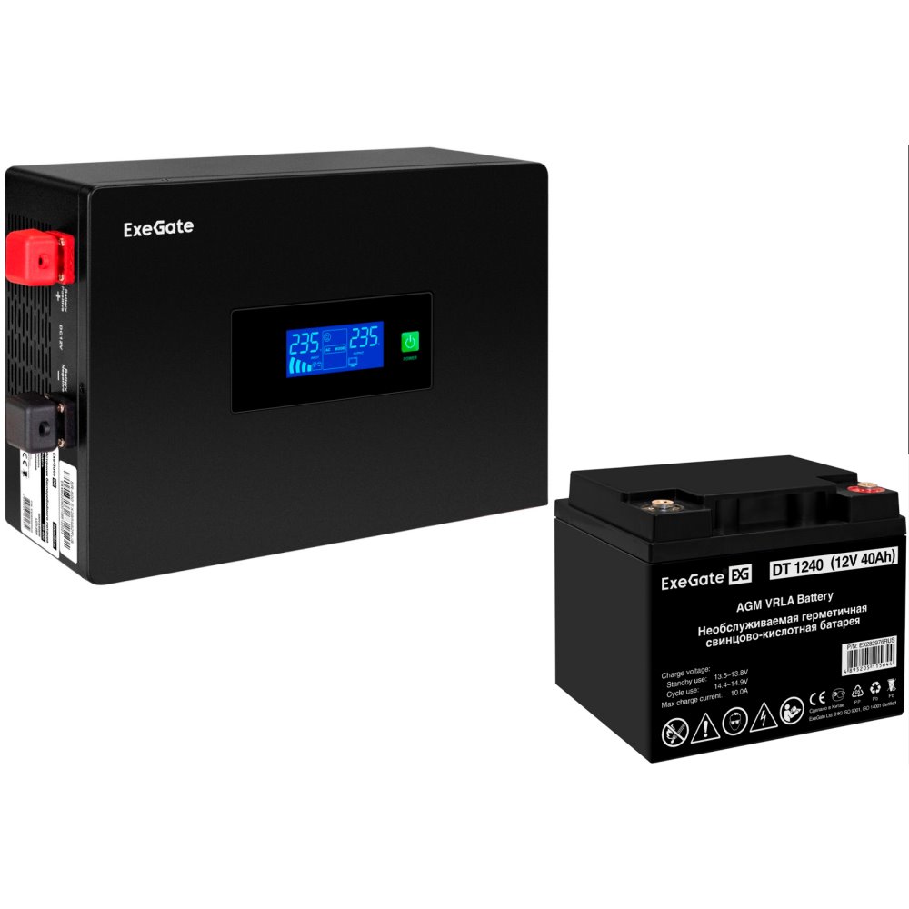 ИБП ExeGate IdealSine SR-1000.LCD.2SH + DT 1233 (33Ач) детальное изображение - 1