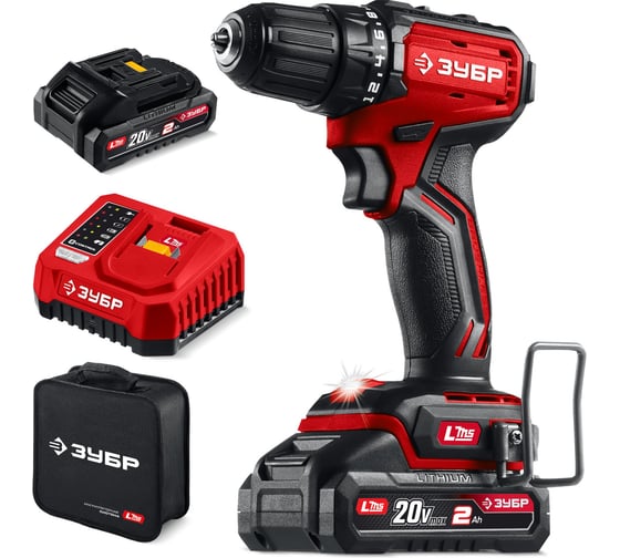 Бесщеточная дрель-шуруповерт, сумка ЗУБР, 2 АКБ LMS ДБ-45-22, 20 В, 45 Нм, 2 А·ч детальное изображение - 1