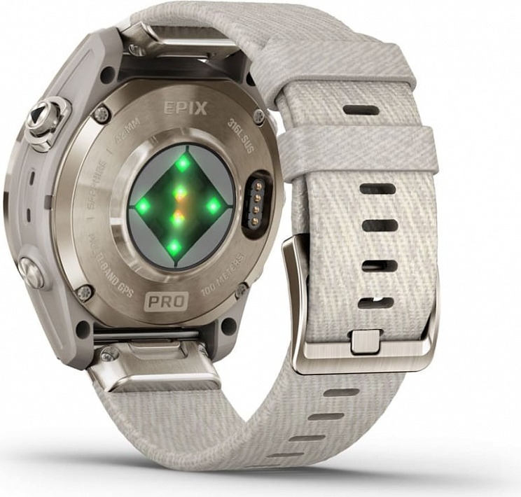 Смарт-часы Garmin Rpix Pro Gen 2 Sapphire Edition, 42 мм, Золотой, нейлоновый ремешок детальное изображение - 2