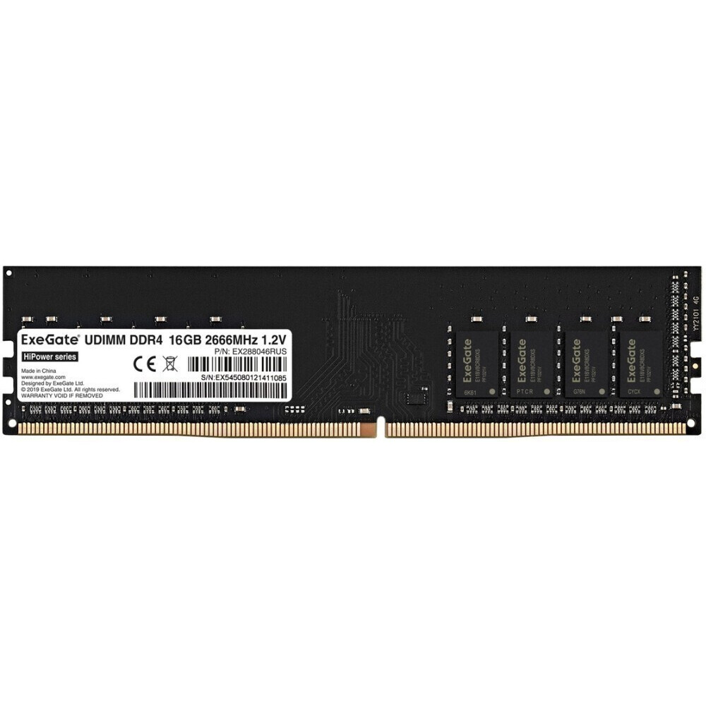 Оперативная память ExeGate HiPower DDR4 2666MHz, EX288046RUS, 16 Гб детальное изображение - 1