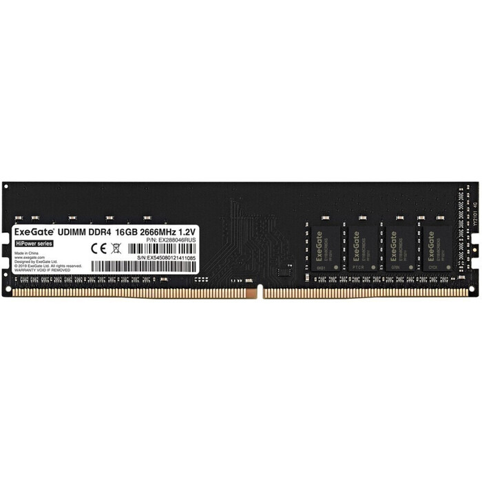 Оперативная память ExeGate HiPower DDR4 2666MHz, EX288046RUS, 16 Гб №1
