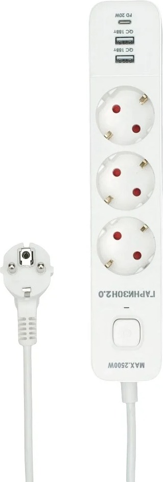 Сетевой фильтр Гарнизон EPS-3-CU2-W-2, 2 м, Белый детальное изображение - 1