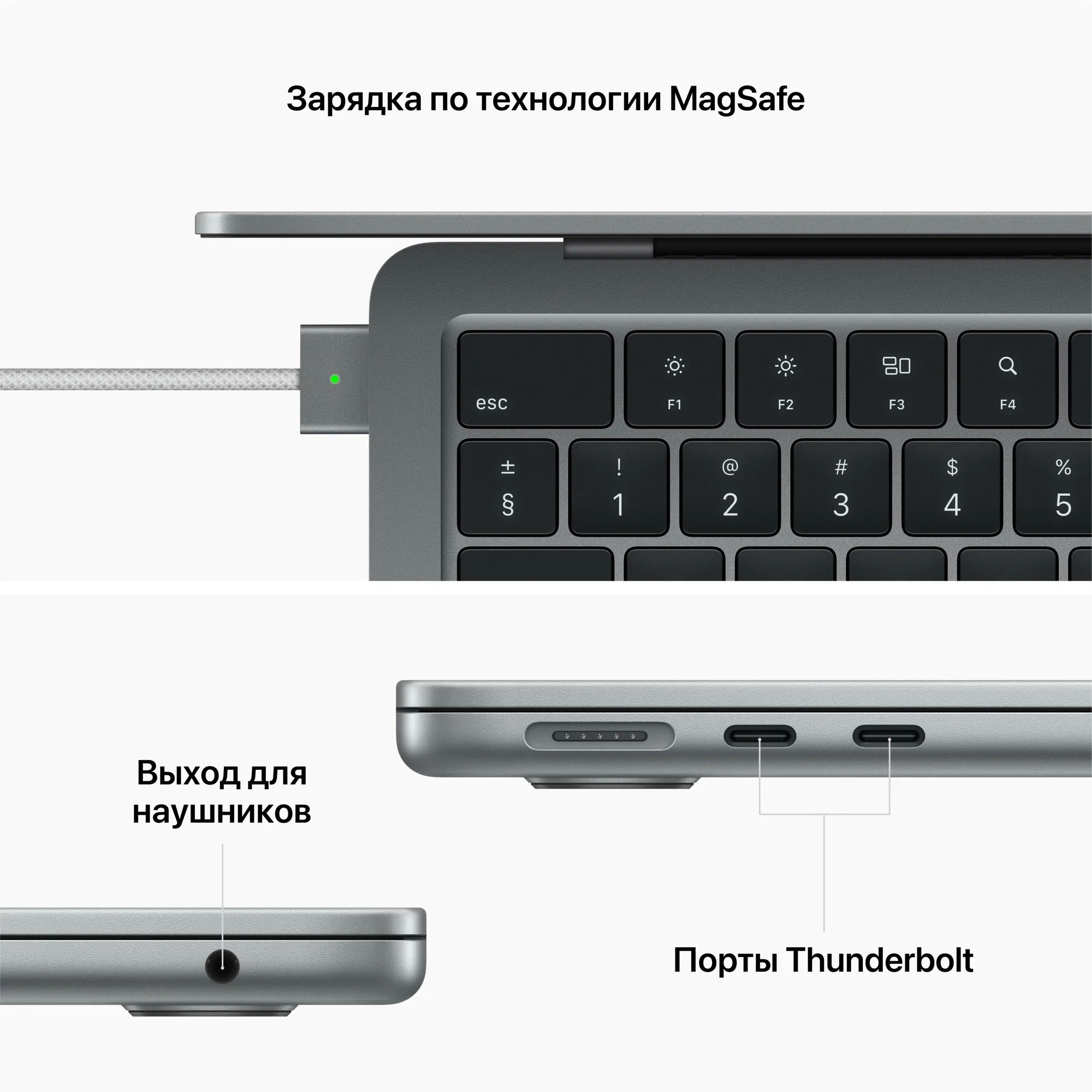 Ноутбук Apple MacBook Air 13 2022, RAM 8 ГБ, Серый Космос, SSD 512 ГБ, Apple graphics 10-core детальное изображение - 4