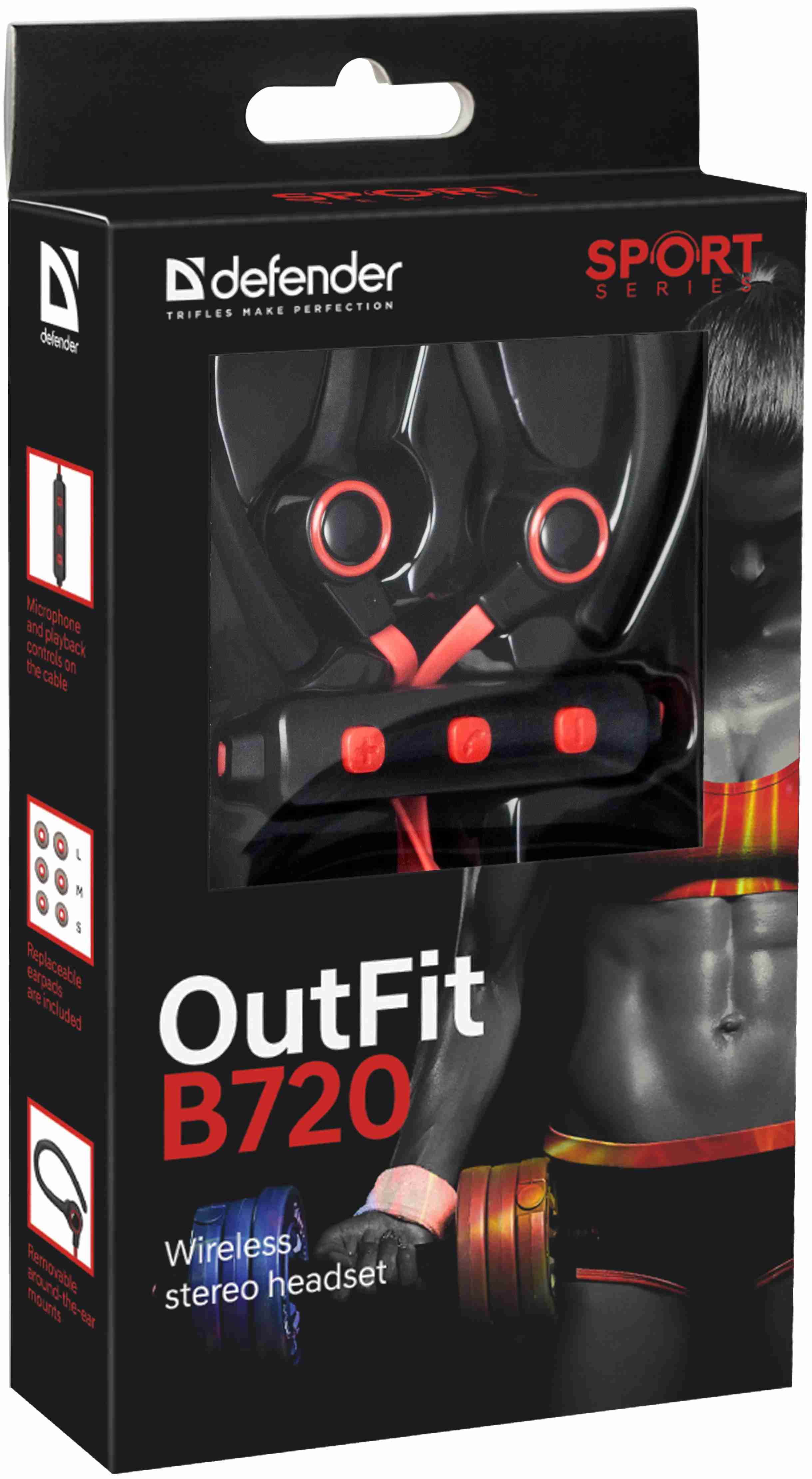 Беспроводные наушники Defender OutFit B720, Красный детальное изображение - 3