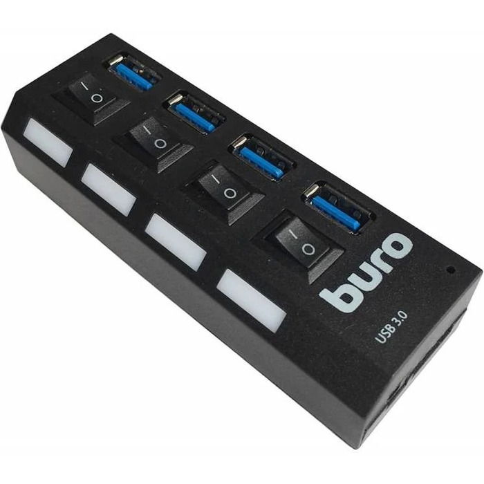 USB-концентратор Buro BU-HUB4-U3.0-L, Черный №1