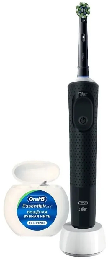 Зубная щётка Oral-B Vitality Pro D103.413.3 + зубная нить Essential floss мятная 50 м, Черный детальное изображение - 1