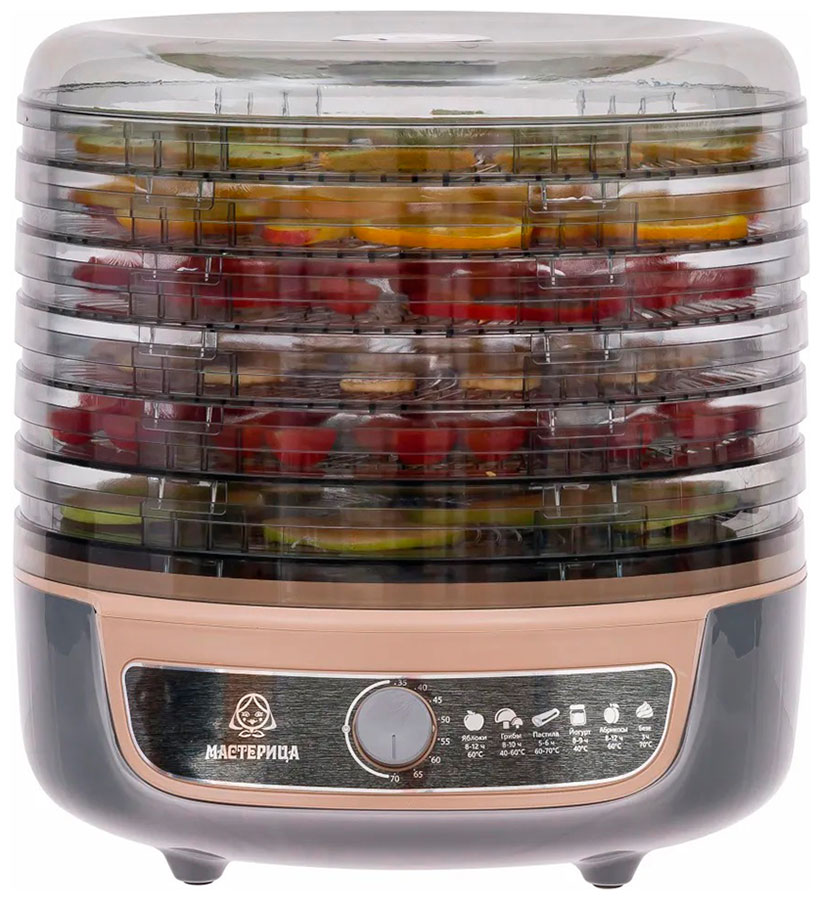 Сушилка для овощей 3 в 1 Мастерица EFD-1004VM, 600 Вт, Серый/Бежевый детальное изображение - 2
