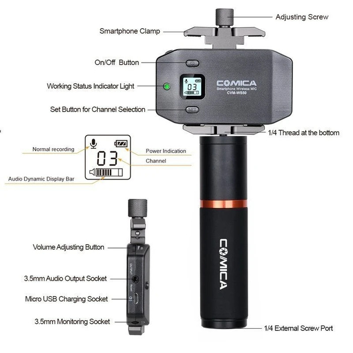 Радиосистема CoMica UHF CVM-WS50 B для смартфона, Черный №12