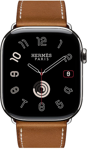 Смарт-часы Apple Watch Hermes Series 10 42 мм, Silver Titanium Case with Fauve Barenia Single Tour Deployment Buckle, Серебристый/Коричневый детальное изображение - 2