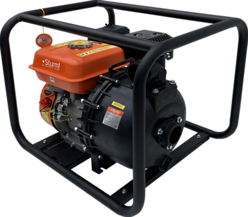 Бензиновая мотопомпа Sturm! BP8704 для хим жидкостей, 665 л/мин, 50 мм, напор 30 м, d=50 мм, 5000 Вт, Оранжевый детальное изображение - 2