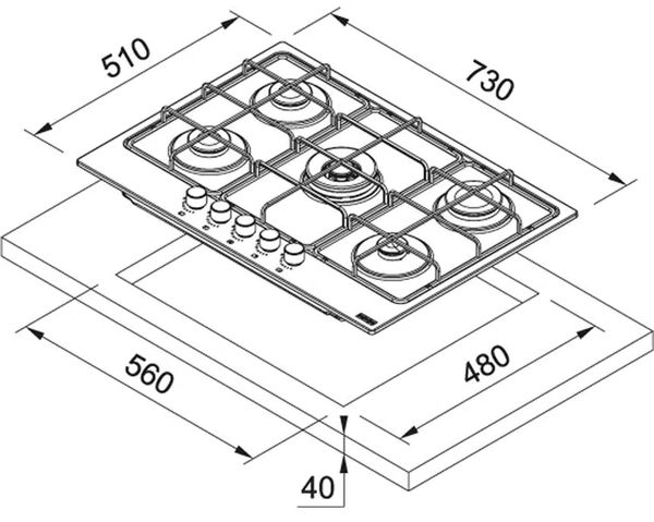 Газовая варочная панель Franke FHSM 755 4G DC XS C, Стальной детальное изображение - 2