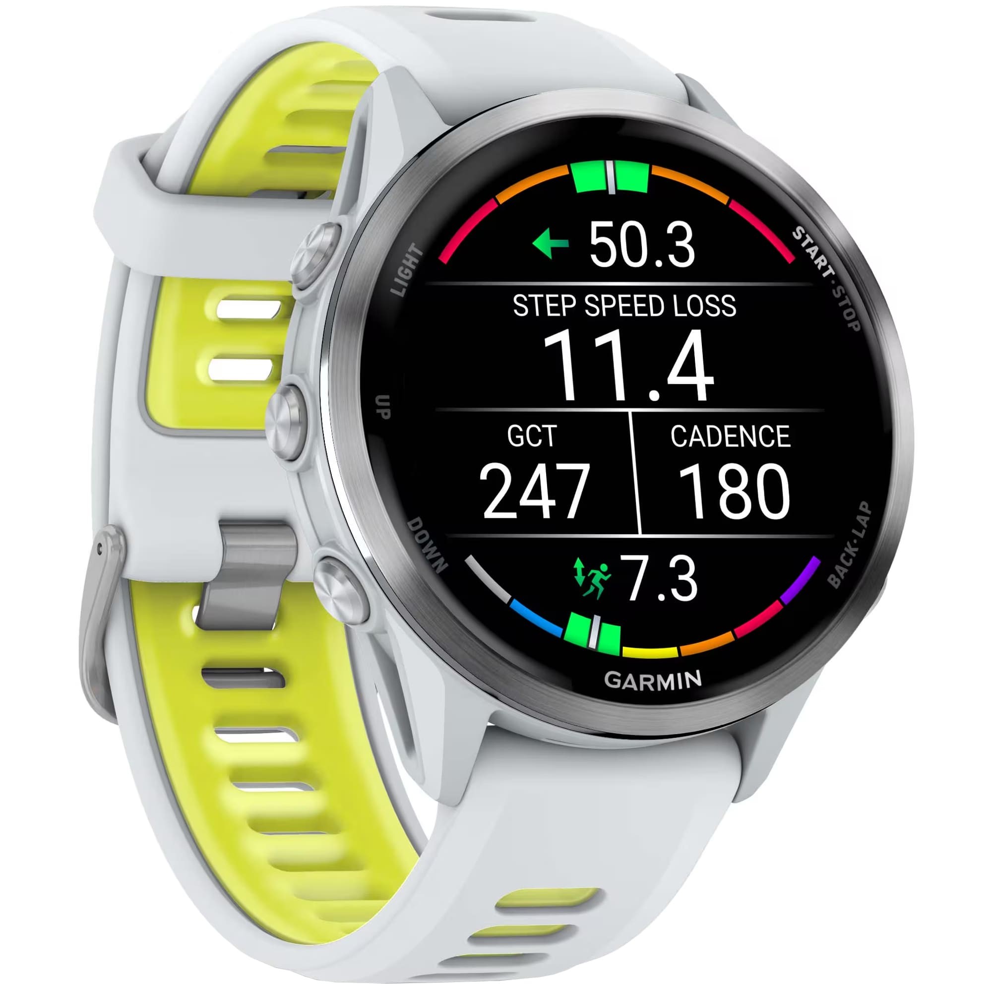 Умные часы Garmin Forerunner 970 47 мм, Белый, титановый безель, с бело-желтым ремешком детальное изображение - 3