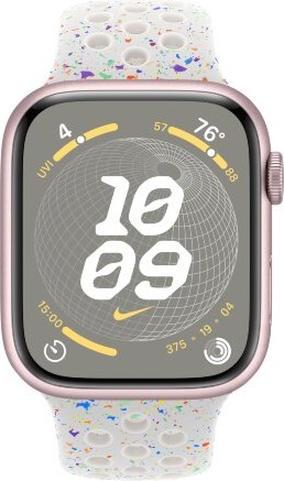 Умные часы Apple Watch Series 9 Pink Aluminum Case GPS + Cellular with Nike Sport Band Pure Platinum, 45 mm, Чистая платина детальное изображение - 2