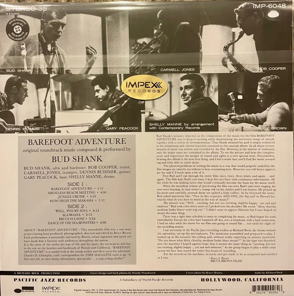 Виниловая пластинка Bud Shank – Barefoot Adventure – OST – Impex LP детальное изображение - 2