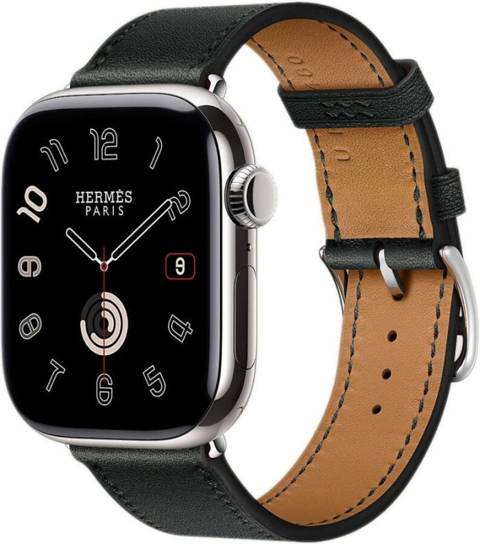 Смарт-часы Apple Watch Hermes Series 10 46 мм, Silver Titanium Case with Black Single Tour, Серебристый/Черный №1