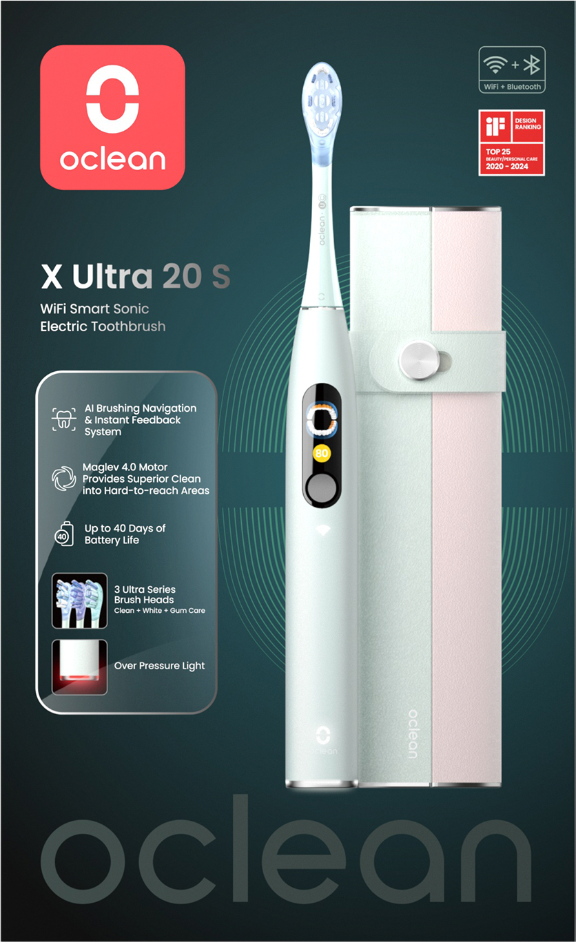 Электрическая зубная щетка Oclean X Ultra 20 Set, Мятно-зеленый детальное изображение - 7