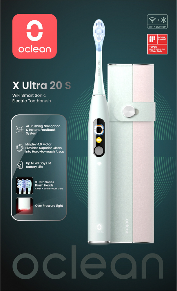 Электрическая зубная щетка Oclean X Ultra 20 Set, Мятно-зеленый №7