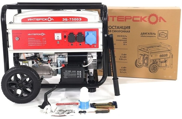 Генератор бензиновый ИНТЕРСКОЛ ЭБ-7500Э 796.0.0.40, 6 кВт, Белый №10