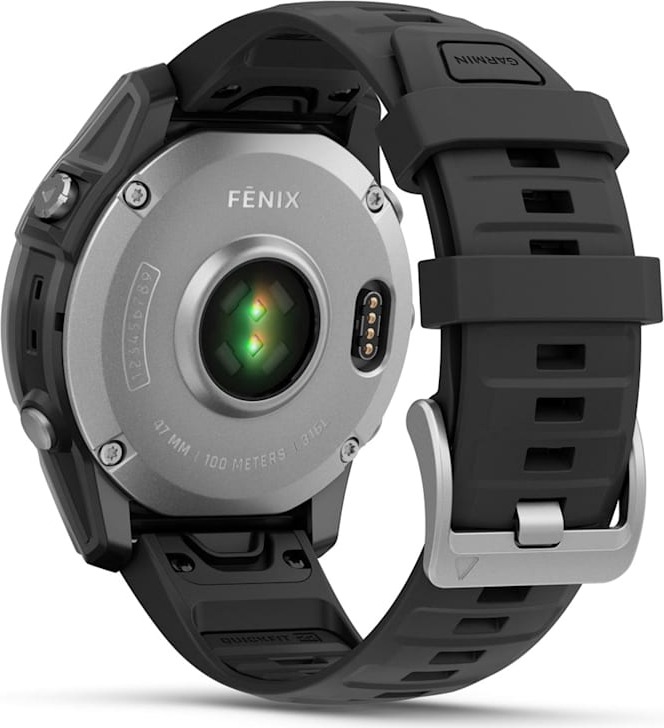 Смарт-часы Garmin fenix E AMOLED 47 мм, серебристый стальной безель, черный силиконовый ремешок детальное изображение - 2