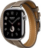 Смарт-часы Apple Watch Hermes Series 10 46 мм, Silver Titanium Case with Attelage Double Tour Etoupe, Серебристый/Cветло-коричневый вариант - 1