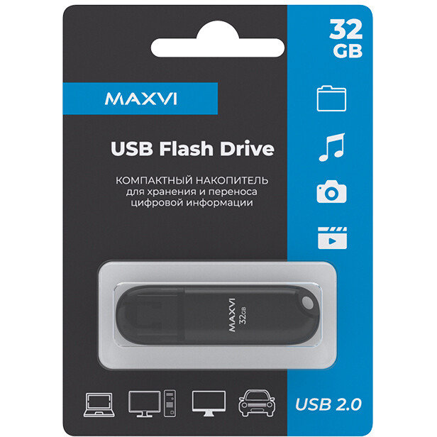 USB Flash накопитель MAXVI P1 32 ГБ, черный детальное изображение - 3