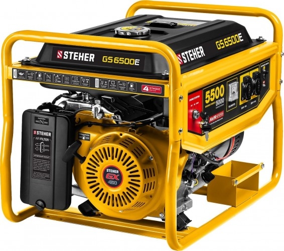 Генератор бензиновый STEHER GS-6500E, 5 кВт, Желтый детальное изображение - 2