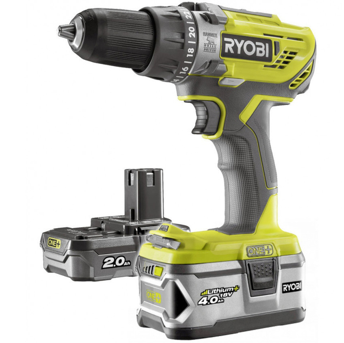 Аккумуляторная дрель-шуруповерт Ryobi R18PD3-242S ONE+ 5133003820, 18 В, 50 Нм, 2/4 А·ч №1