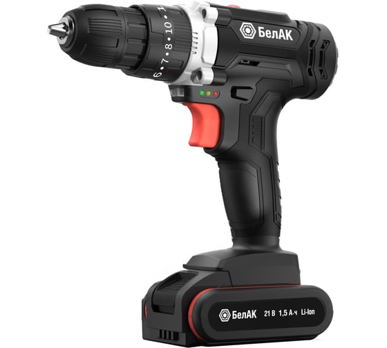 Ударная дрель-шуруповерт БелАК щеточная, В кейсе с битами, 2 АКБ БАК.53312, 21 В, 40 Нм, 1,5 А·ч детальное изображение - 4
