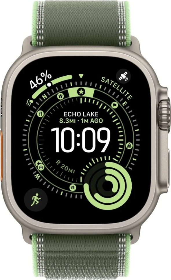 Умные часы Apple Watch Ultra 3 49 мм, Natural Titanium Case with Green/Neon Trail Loop, Зеленый/Неоновый детальное изображение - 2