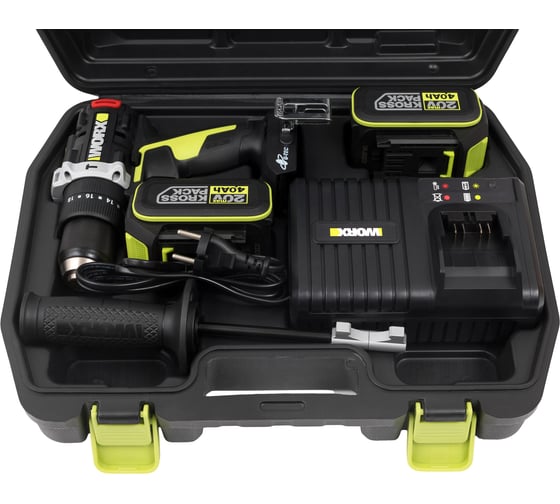 Аккумуляторная ударная дрель-шуруповерт WORX Professional WU373.2, 20 В, 95 Нм, 4 А·ч детальное изображение - 17