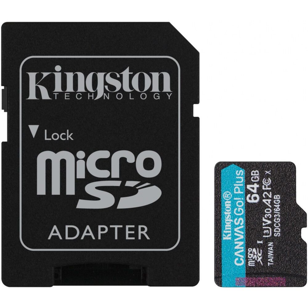 Карта памяти Kingston MicroSD + SD адаптер (SDCG3/64GB), 64 Гб детальное изображение - 1