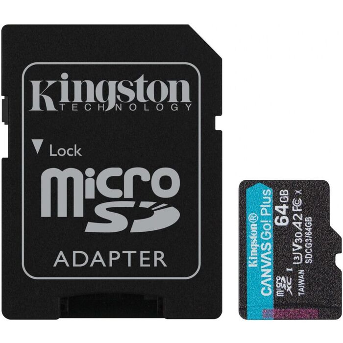 Карта памяти Kingston MicroSD + SD адаптер (SDCG3/64GB), 64 Гб №1