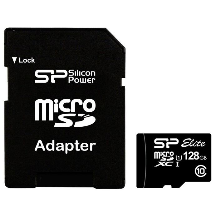 Карта памяти Silicon Power Elite MicroSD + SD адаптер (SP128GBSTXBU1V10SP), 128 Гб детальное изображение - 1
