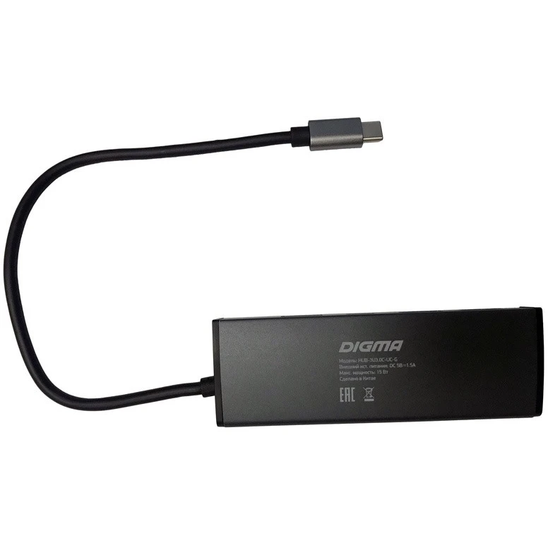 USB-концентратор Digma HUB-3U3.0С-UC-G, Черный детальное изображение - 2