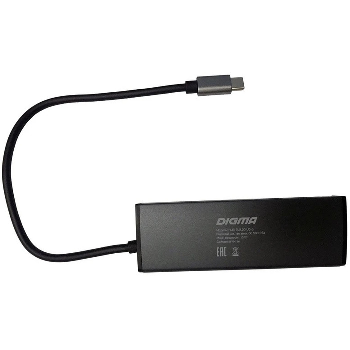 USB-концентратор Digma HUB-3U3.0С-UC-G, Черный №2