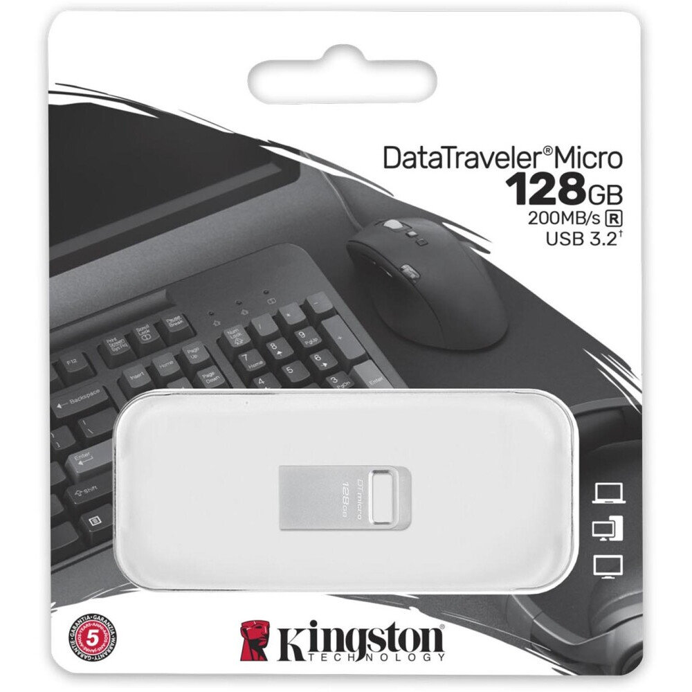 USB Flash накопитель Kingston DataTraveler Micro G2 (DTMC3G2/128 ГБ) 128 ГБ, серебряный детальное изображение - 3