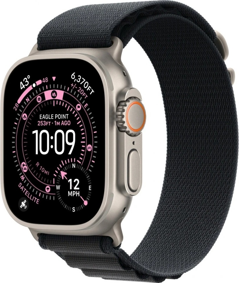 Умные часы Apple Watch Ultra 3 49 мм, Natural Titanium Case with Black/Charcoal Trail Loop, Черный уголь детальное изображение - 1