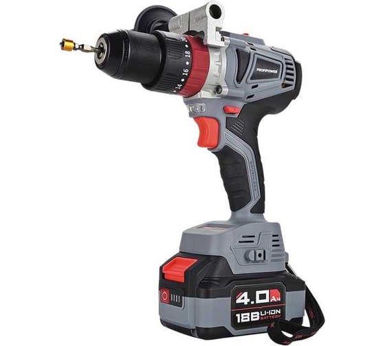 Аккумуляторная дрель бесщеточная ударная Profipower MKDHP-18V (Li-ion-2шт, 4.0Ач, 80Нм, 2 скорости, З/У, кейс) E0087, 18 В детальное изображение - 1