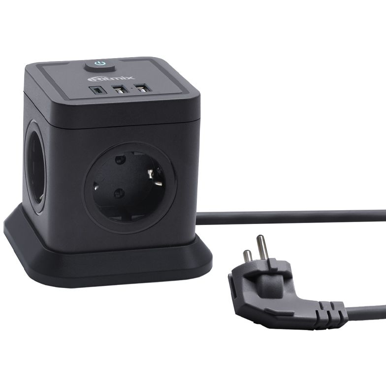 Сетевой фильтр Ritmix RM-242C, 2 м, Черный детальное изображение - 1