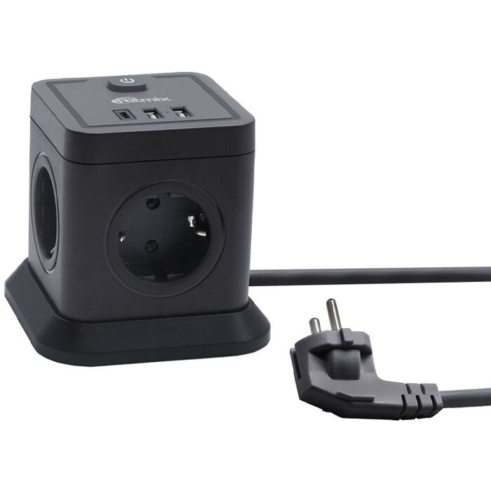 Сетевой фильтр Ritmix RM-242C, 2 м, Черный №1