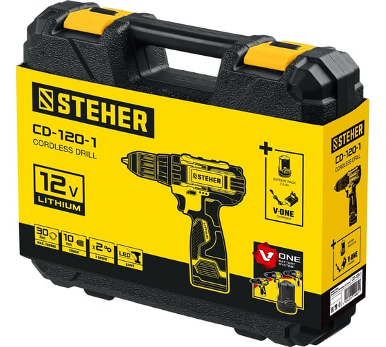 Дрель-шуруповерт STEHER CD-120-2, 30 Нм, 12 В детальное изображение - 5