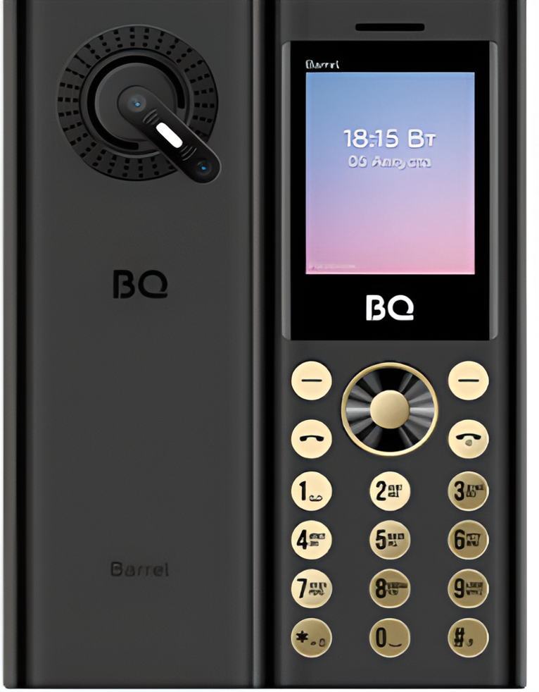 Мобильный телефон BQ 1858 Barrel, 32 Мб, Черный/Золотой, Mini-SIM детальное изображение - 1