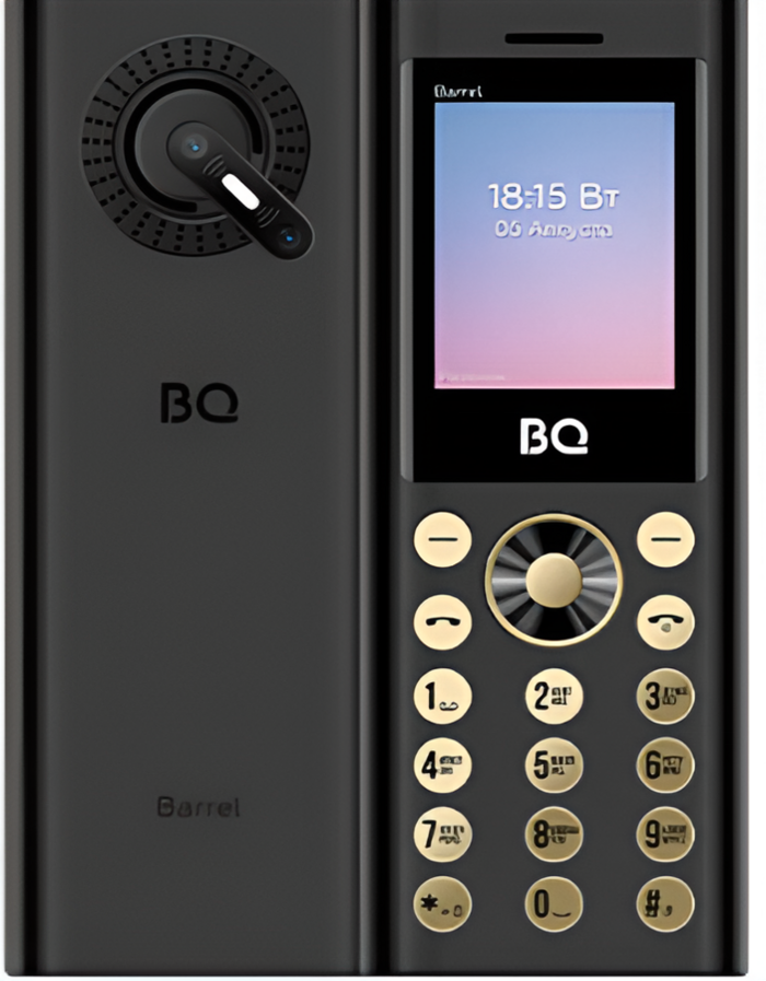 Мобильный телефон BQ 1858 Barrel, 32 Мб, Черный/Золотой, Mini-SIM №1