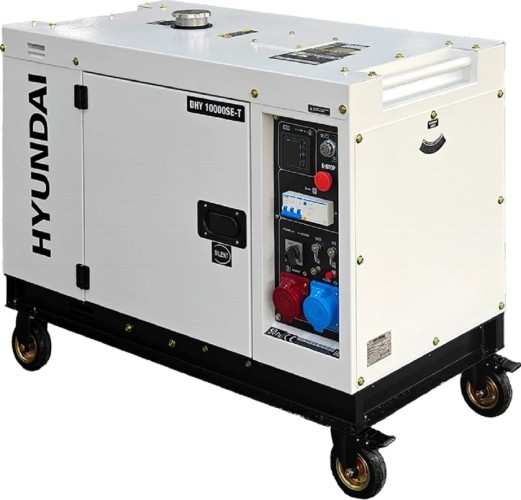 Генератор дизельный с воздушным охлаждением HYUNDAI DHY 10000SE-T, в кожухе, 8 кВт, Белый детальное изображение - 1
