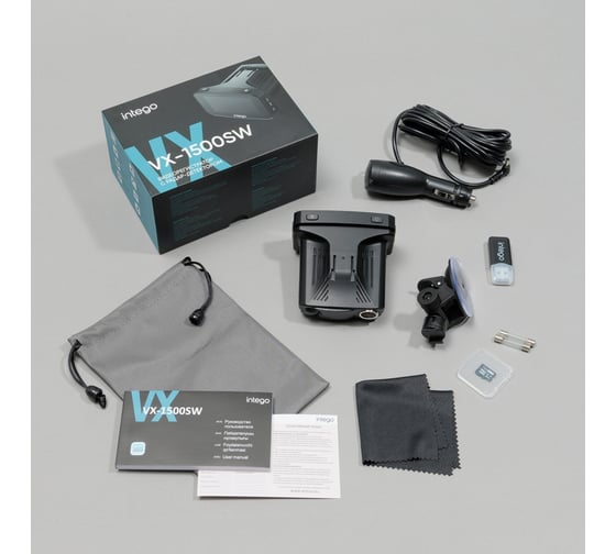 Видеорегистратор INTEGO с радар-детектором VX-1500SW, 2304x1296 Super HD dpi, MicroSD, 64 ГБ, Черный детальное изображение - 6